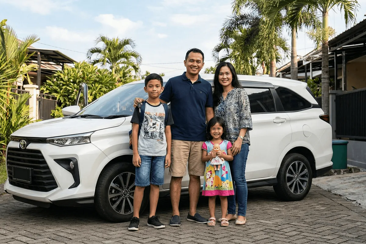 Ilustrasi checklist rental mobil untuk liburan keluarga di Jabodetabek