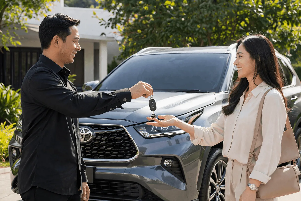 Kunci mobil dan dokumen sewa mobil lepas kunci